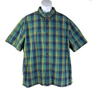 Alaskan Hardgear Button Down Shirt Mens XL Green Plaid Short Sleeve Duluth